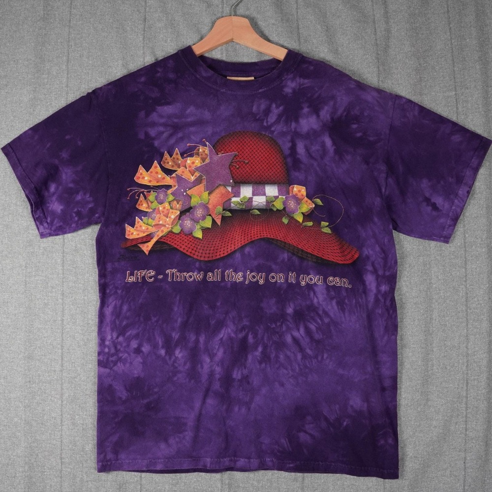 Vintage Purple‎ Medium Tie Dye Hat Graphic T-Shirt Red Hat Society Grannycore